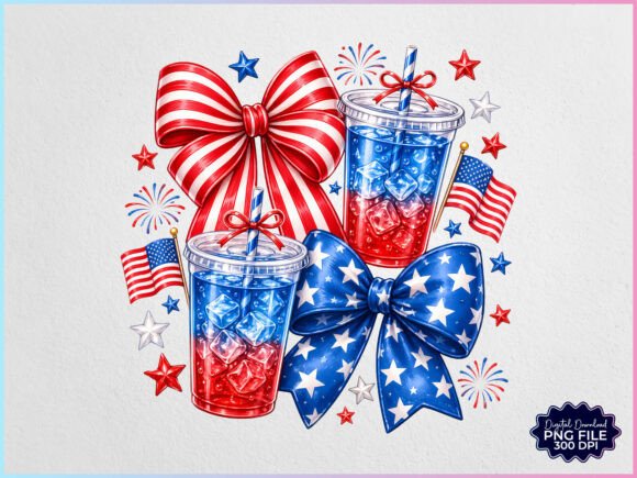 Download Patriotic Bows and Iced Drink PNG - Iced drink Collection