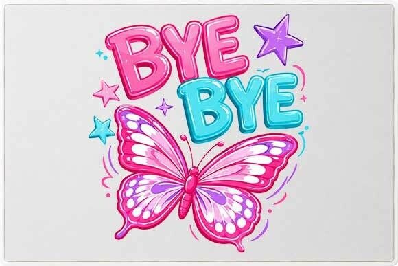 Download Bye Bye Butterfly Trendy Graphic PNG - Trendy graphic Collection