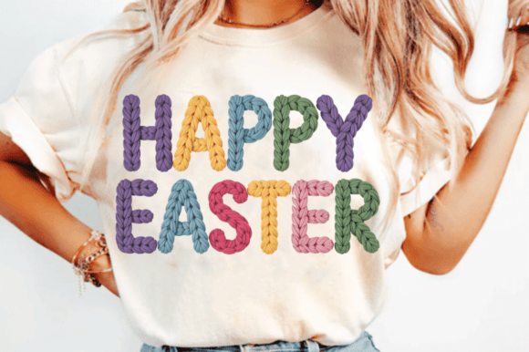 Download Happy Easter Cross Faux Yarn PNG Design - Premium Bundle