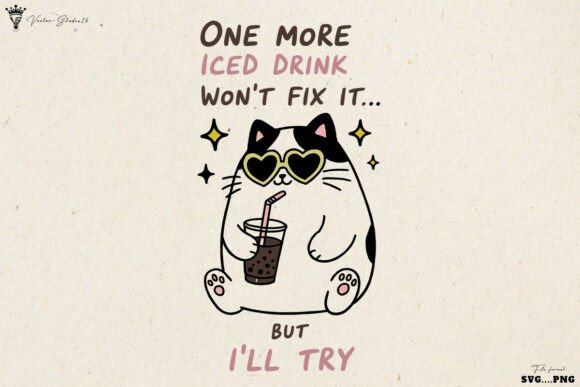 Download Summer Cat One More Iced Drink SVG PNG - Iced drink Collection